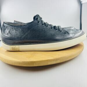 FITFLOP Rally Black Metallic Leather Sneakers Women Size 9 Shoes Normcore Casual